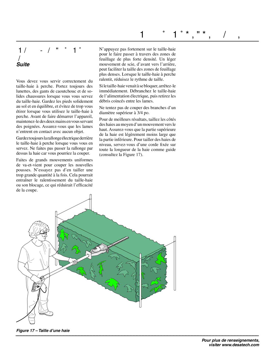 Remington 117535-01A owner manual Taille D’UNE Haie, Taille d’une haie 