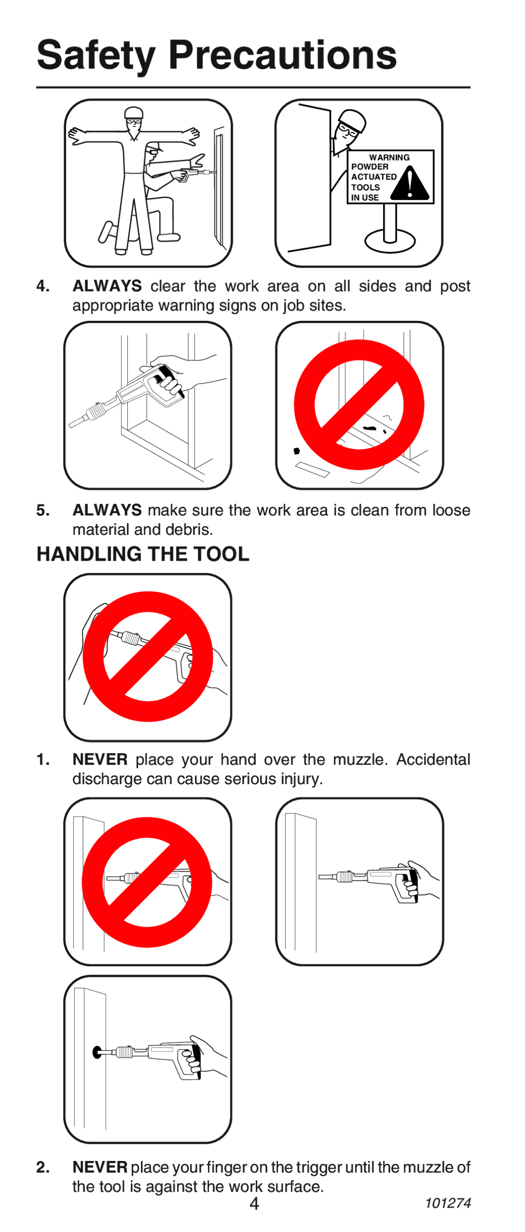 Remington 489, 490 operating instructions Safety Precautions, Handling the Tool 