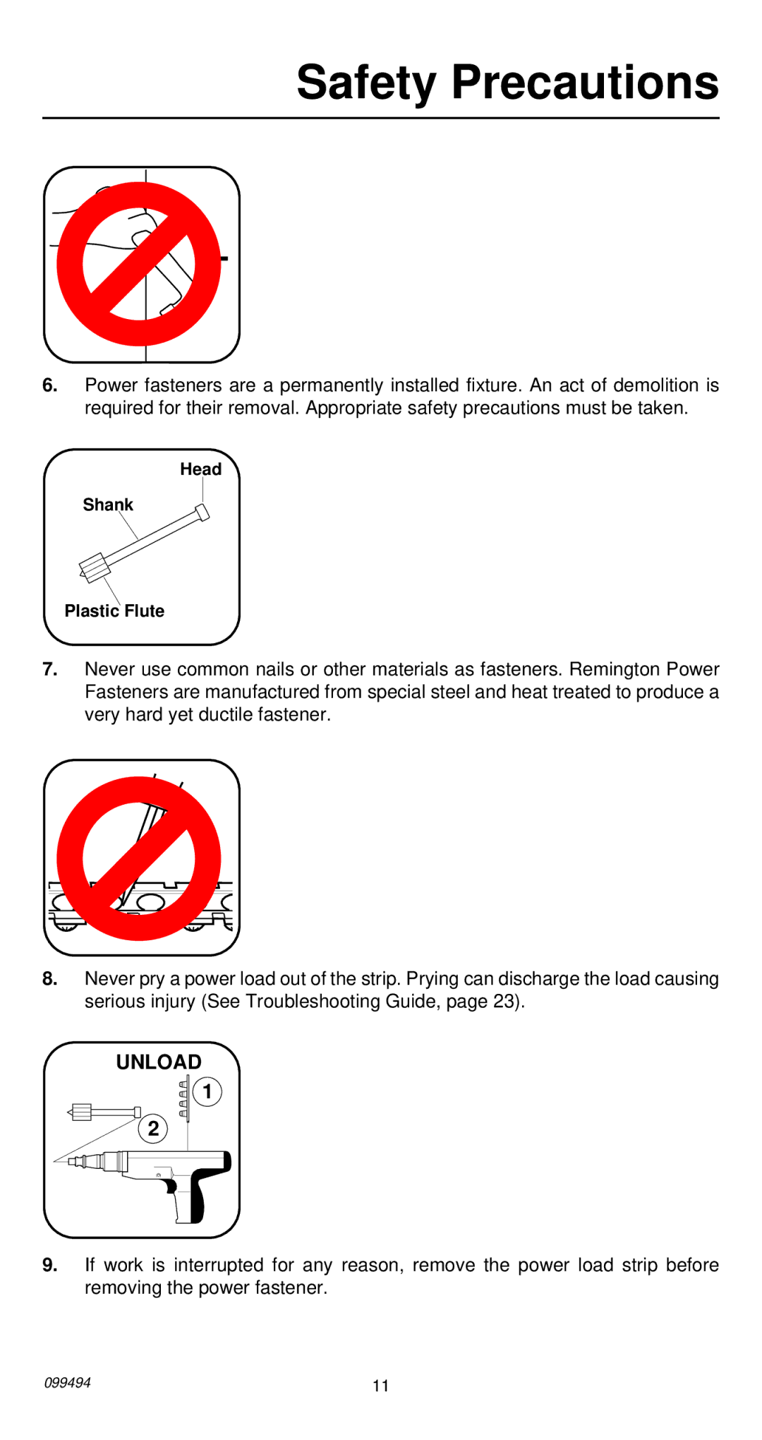 Remington 491 operating instructions Unload 