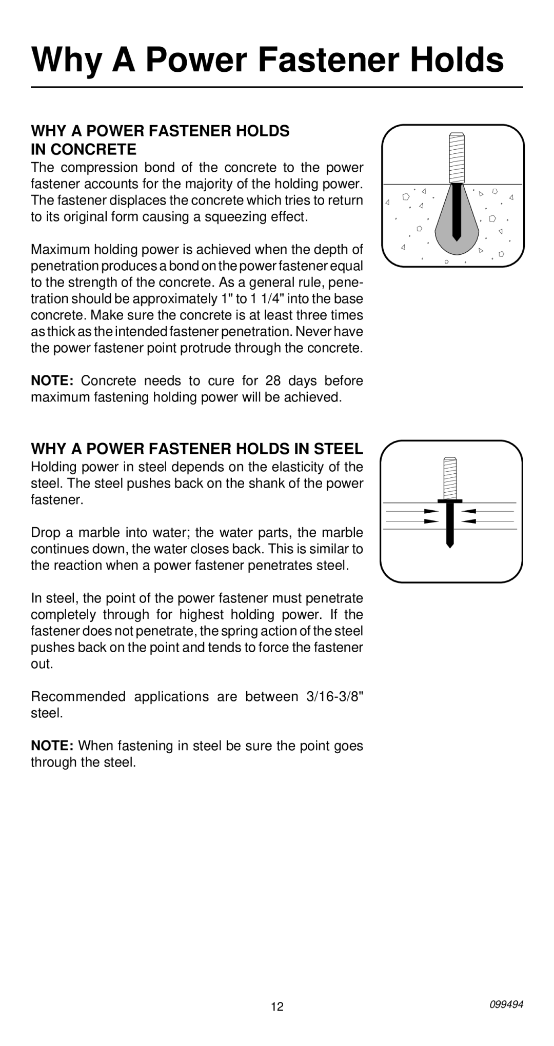 Remington 491 operating instructions Why a Power Fastener Holds, WHY a Power Fastener Holds Concrete 