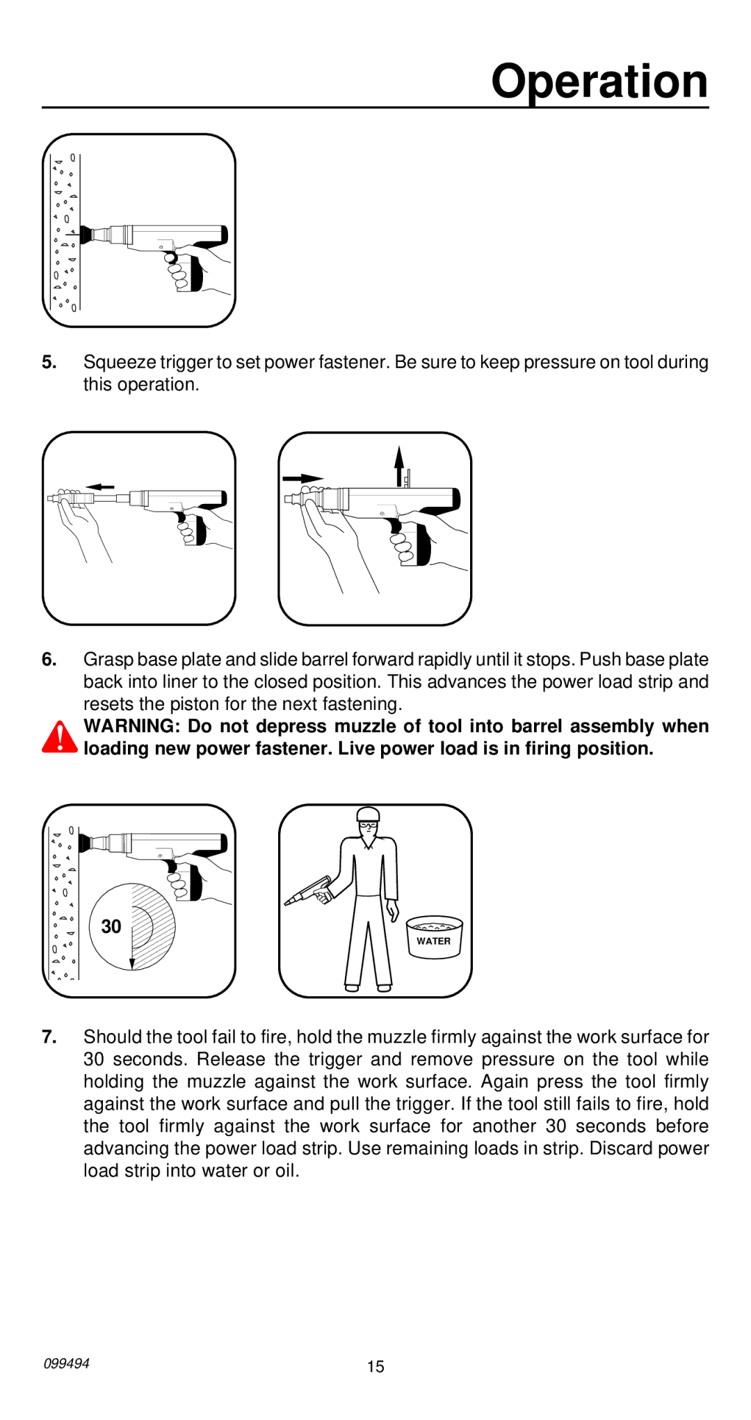 Remington 491 operating instructions Water 