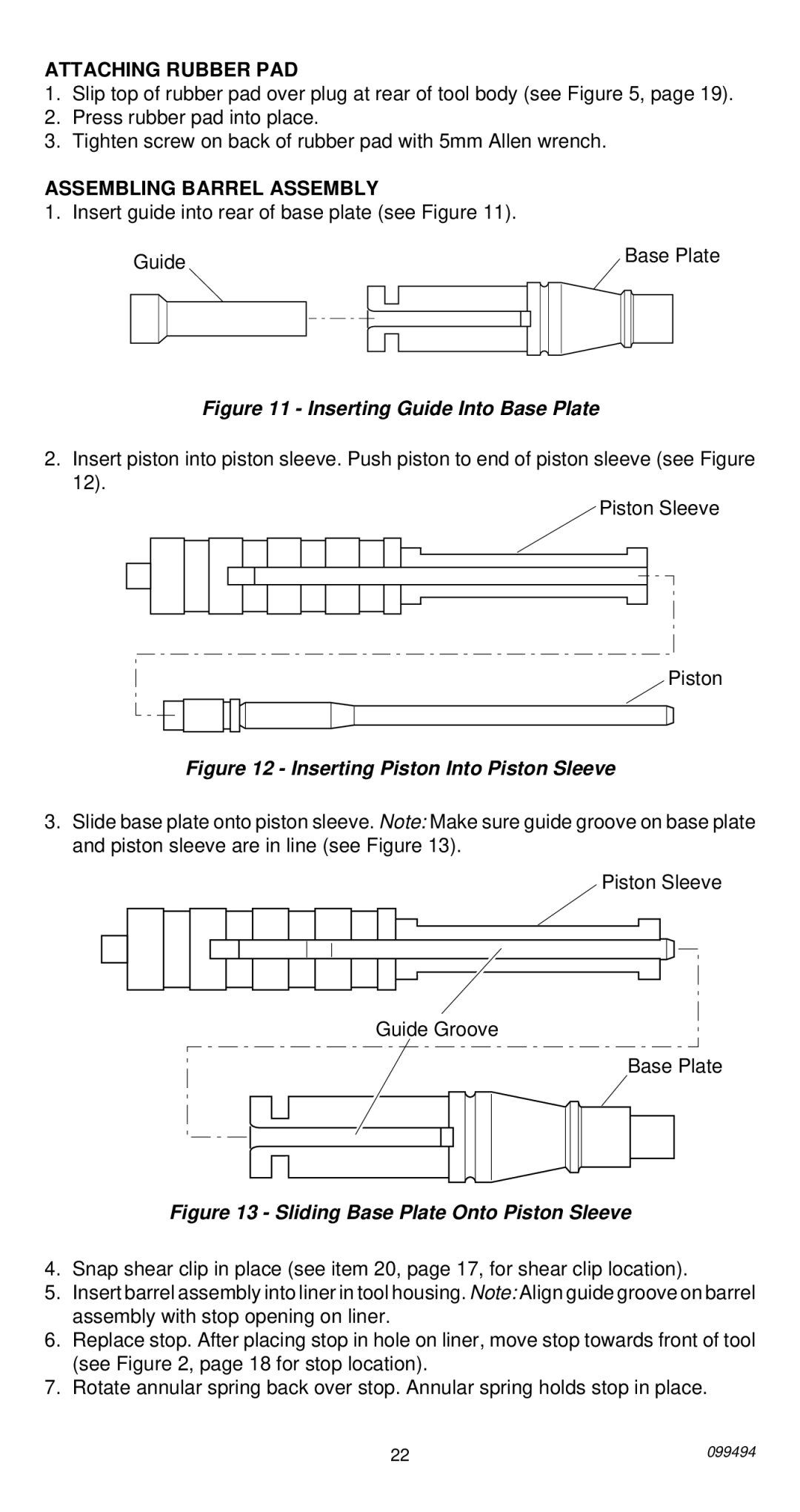 Remington 491 operating instructions Attaching Rubber PAD, Assembling Barrel Assembly 