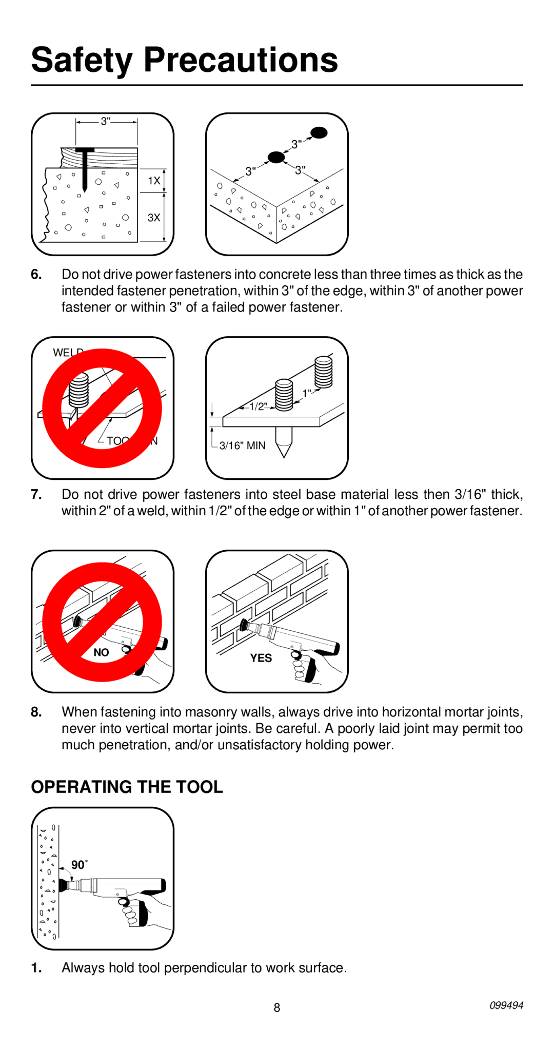 Remington 491 operating instructions Operating the Tool 