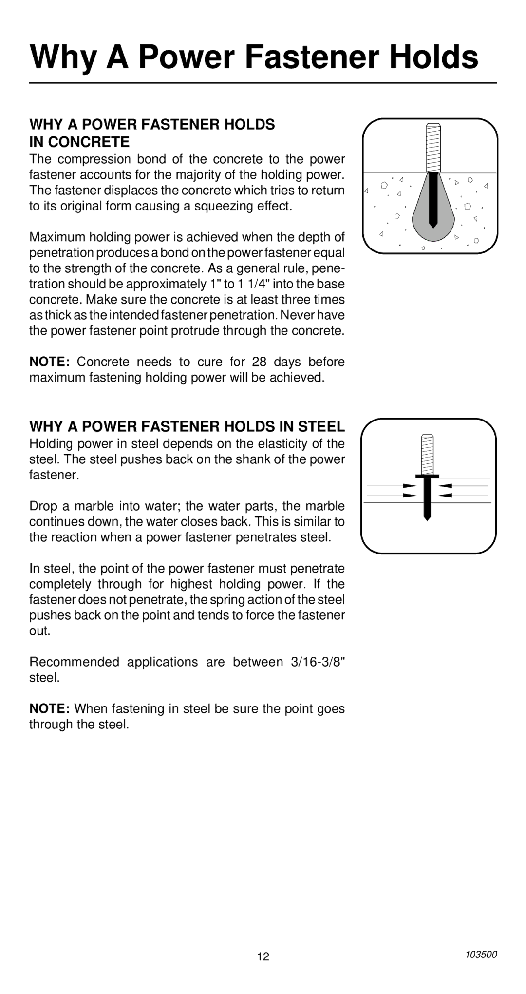 Remington 493 operating instructions Why a Power Fastener Holds, WHY a Power Fastener Holds Concrete 