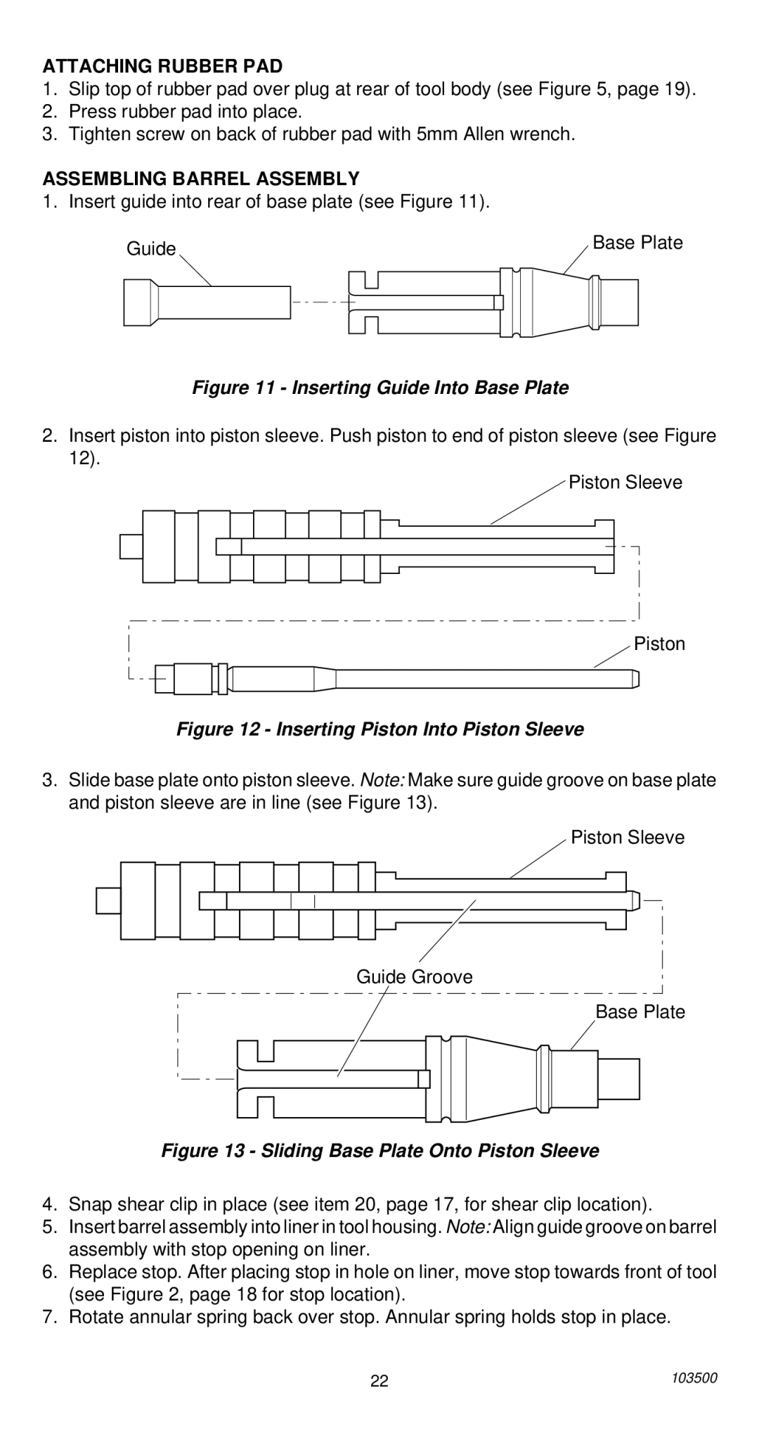 Remington 493 operating instructions Attaching Rubber PAD, Assembling Barrel Assembly 