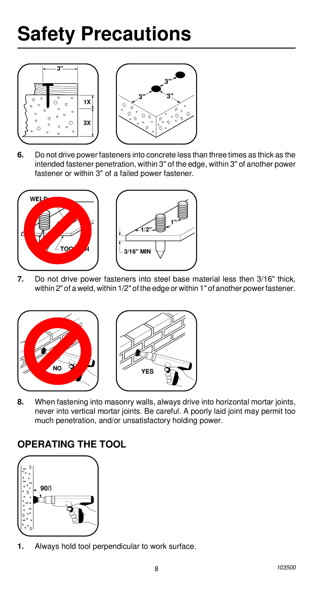 Remington 493 operating instructions Operating the Tool 