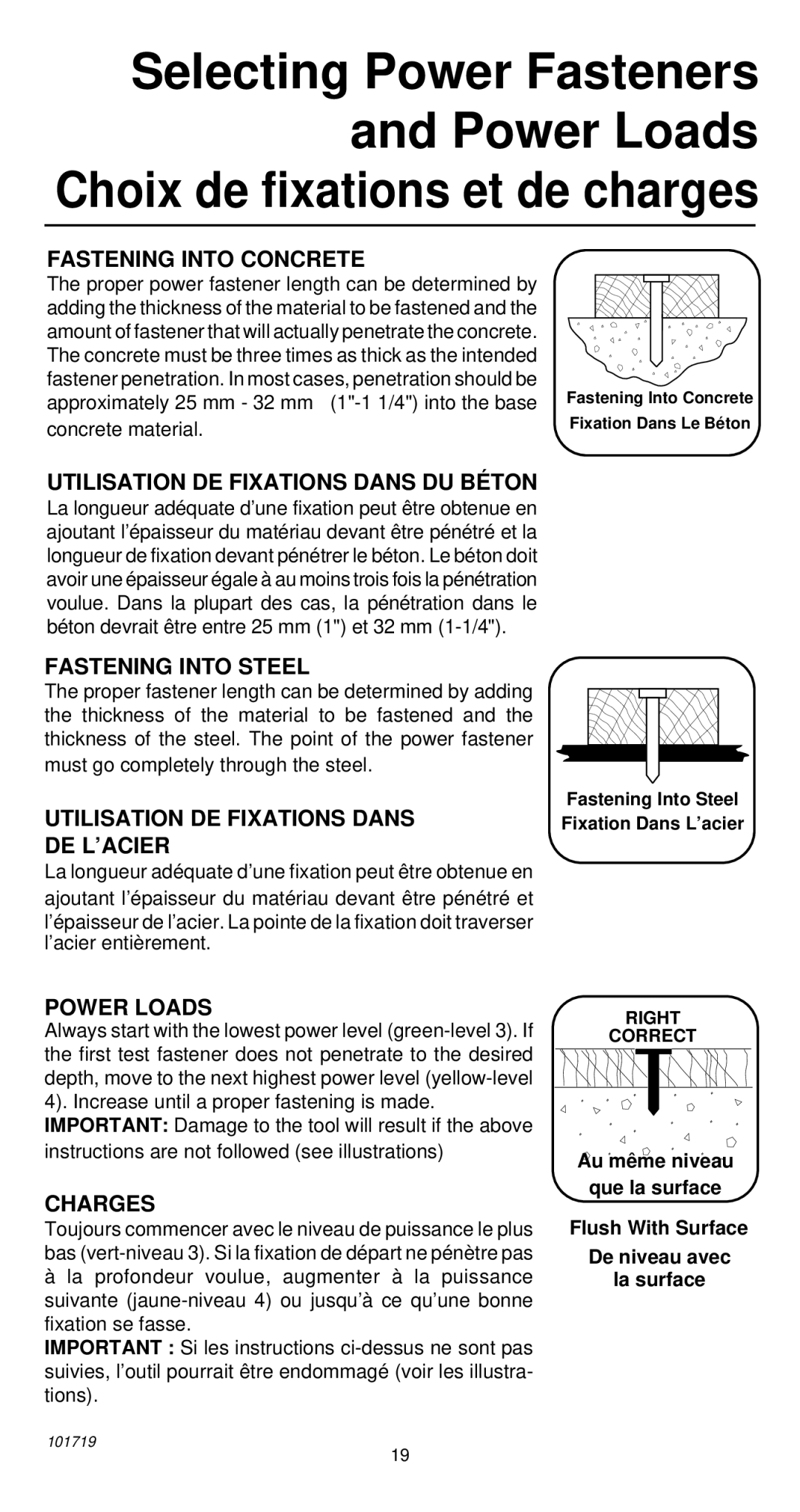 Remington 495 operating instructions Fastening Into Concrete 