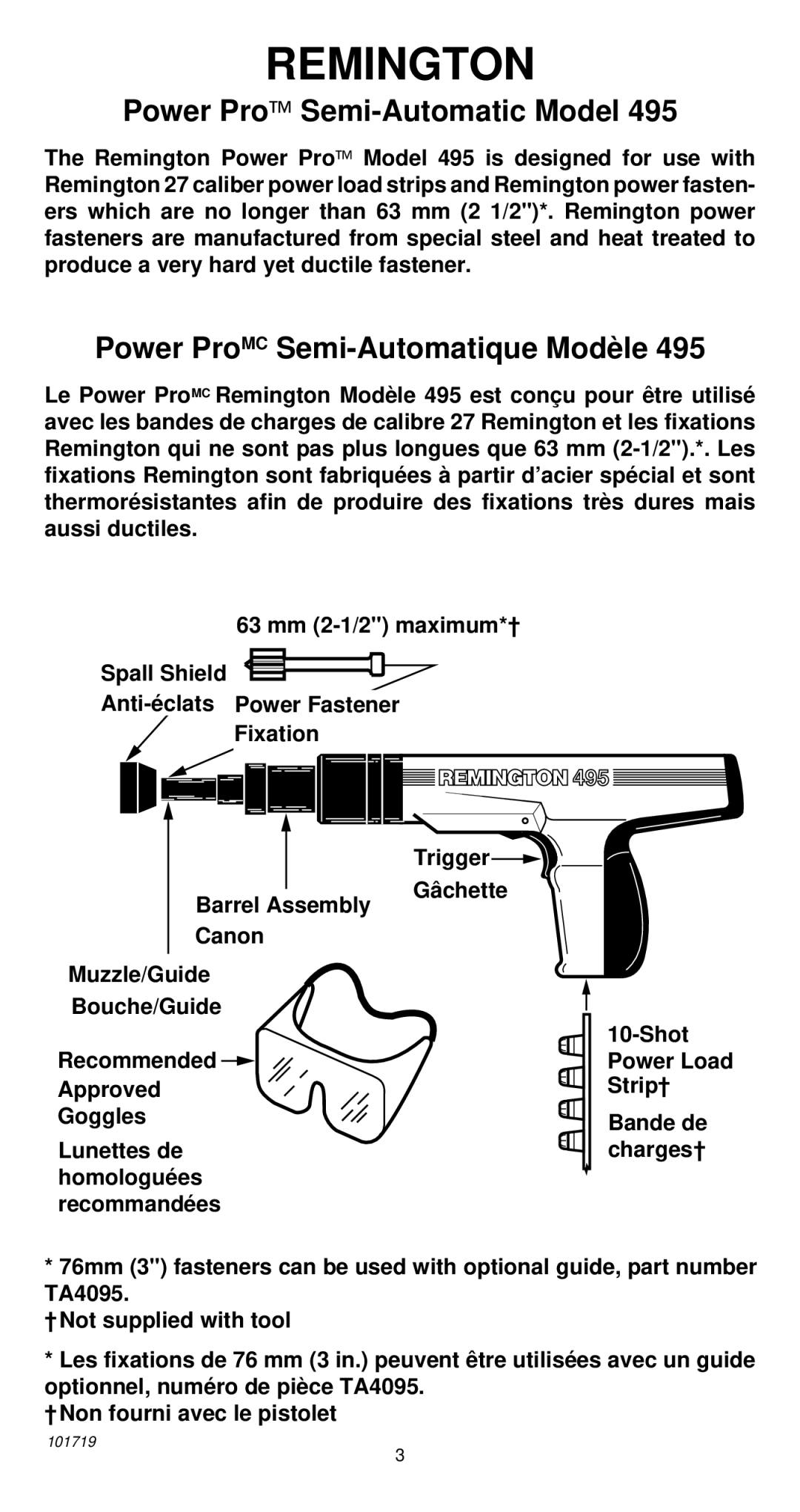 Remington 495 operating instructions Remington 