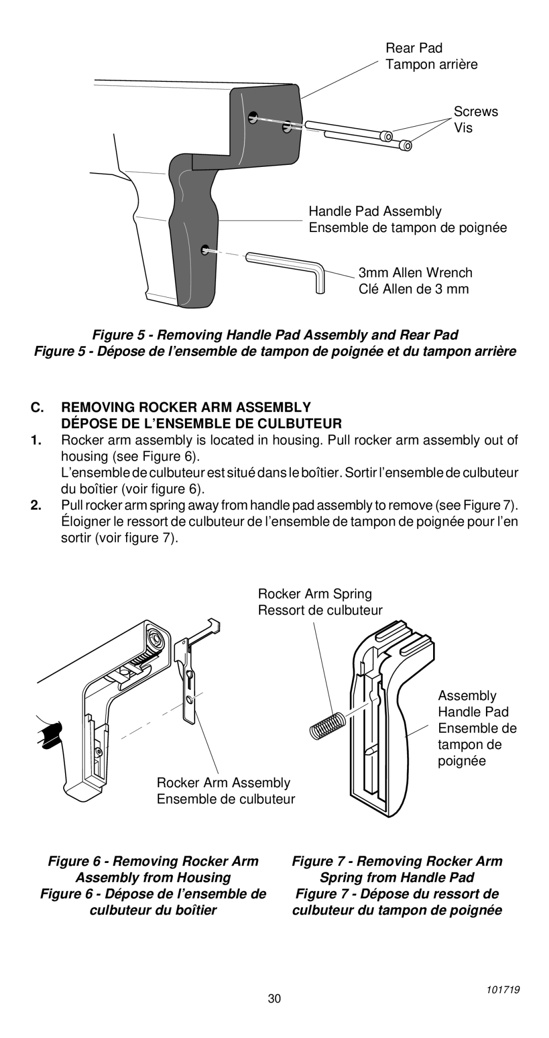 Remington 495 operating instructions Removing Handle Pad Assembly and Rear Pad 