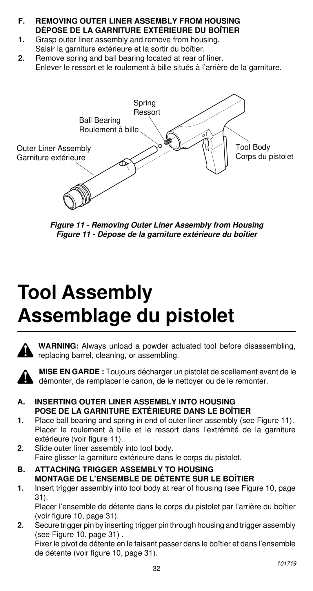 Remington 495 operating instructions Tool Assembly Assemblage du pistolet 