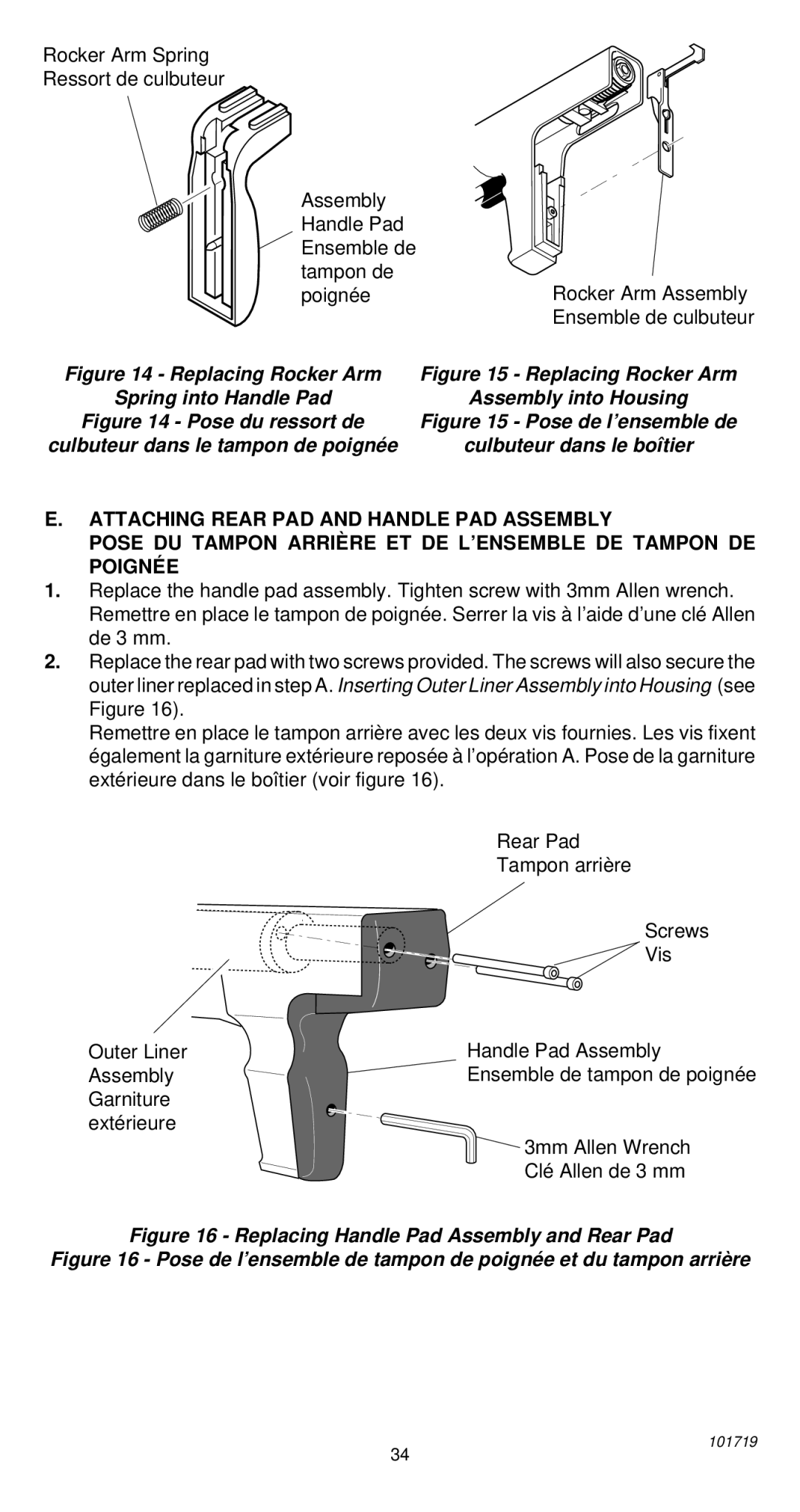 Remington 495 operating instructions Replacing Handle Pad Assembly and Rear Pad 