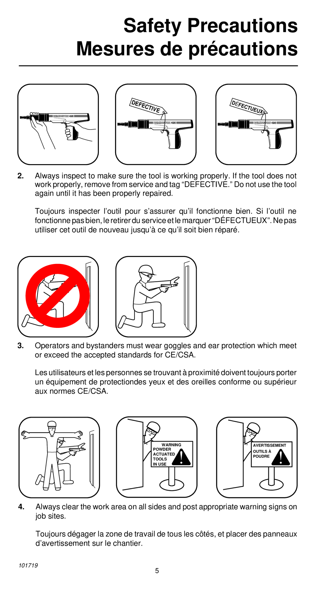 Remington 495 operating instructions Safety Precautions Mesures de pré cautions 