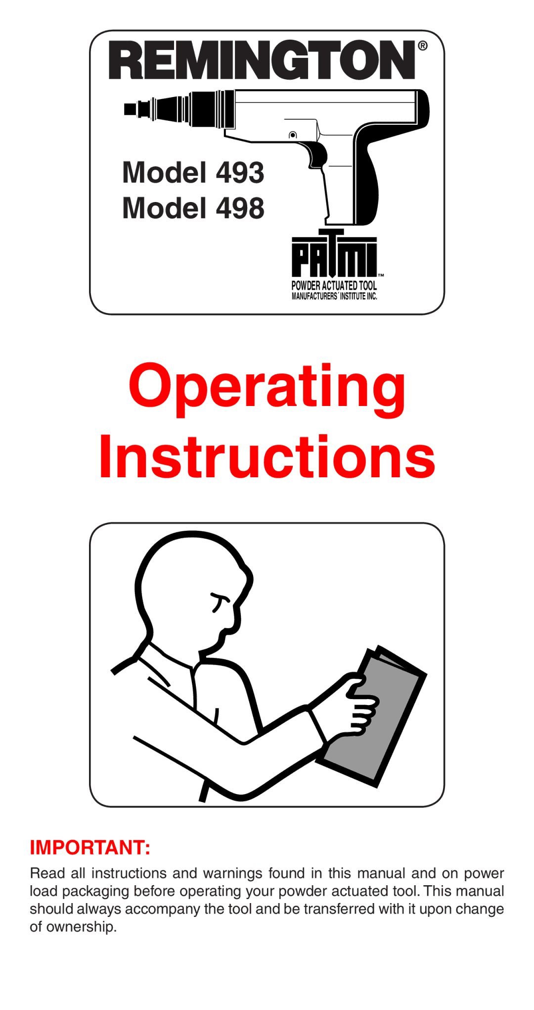 Remington 498 operating instructions Operating Instructions 