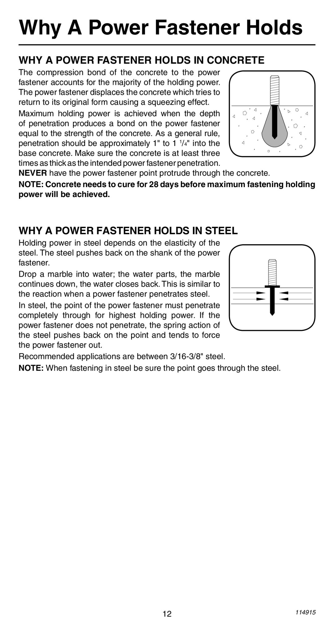 Remington 498 Why a Power Fastener Holds, WHY a Power Fastener Holds in Concrete, WHY a Power Fastener Holds in Steel 