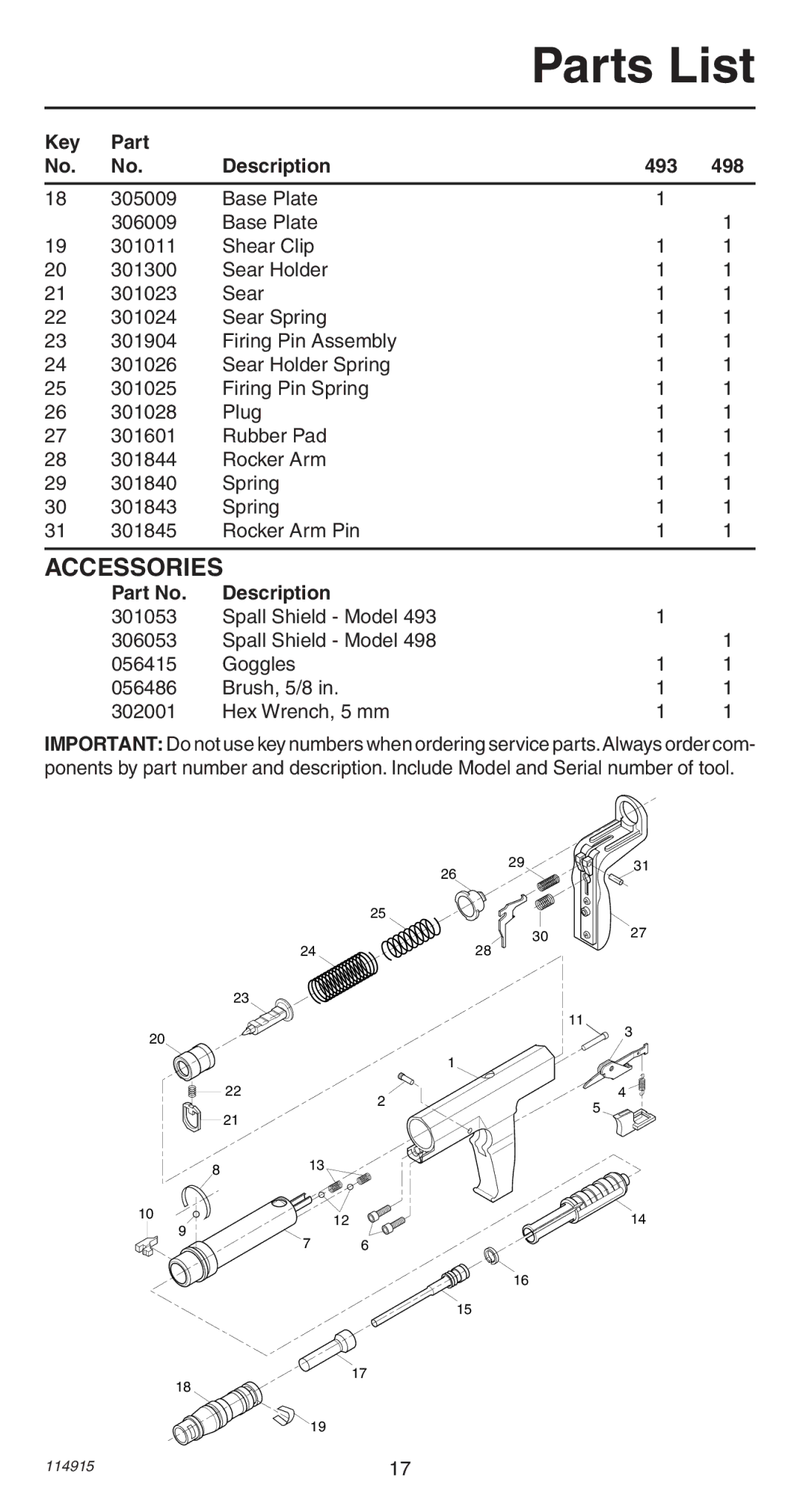 Remington 498 operating instructions Accessories 