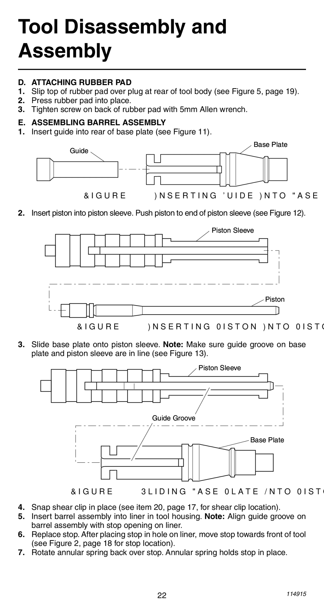 Remington 498 Attaching Rubber PAD, Assembling Barrel Assembly, Insert guide into rear of base plate see Figure 