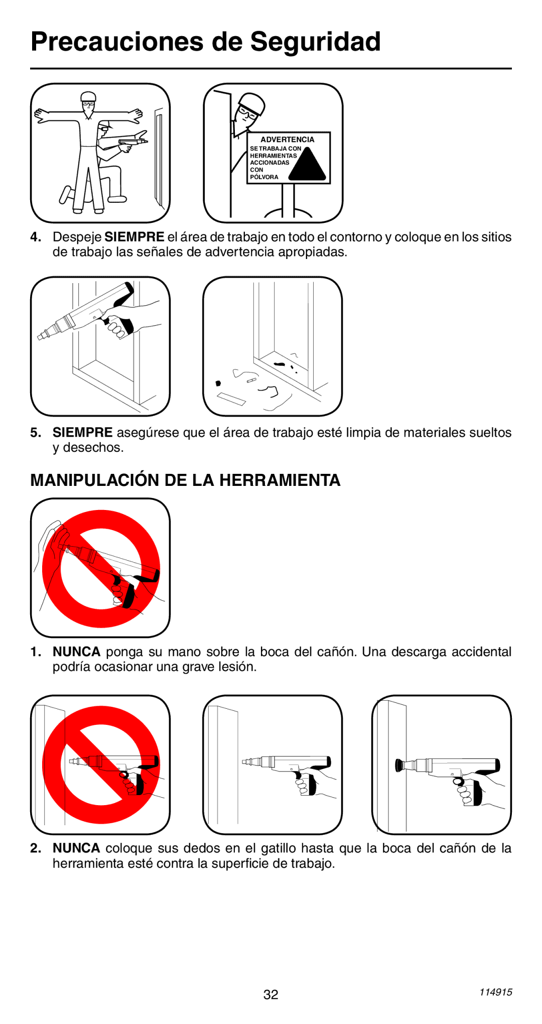 Remington 498 operating instructions Manipulación DE LA Herramienta 