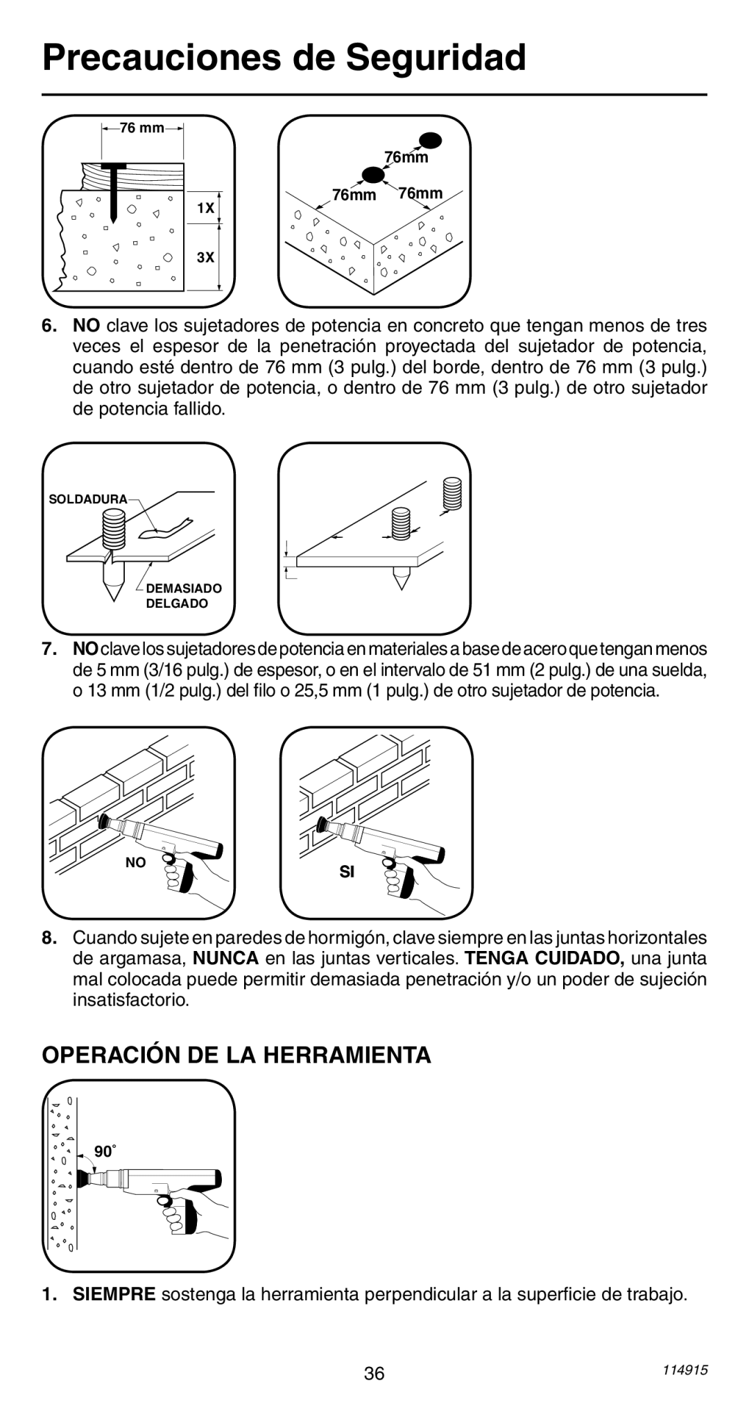 Remington 498 operating instructions Operación DE LA Herramienta 