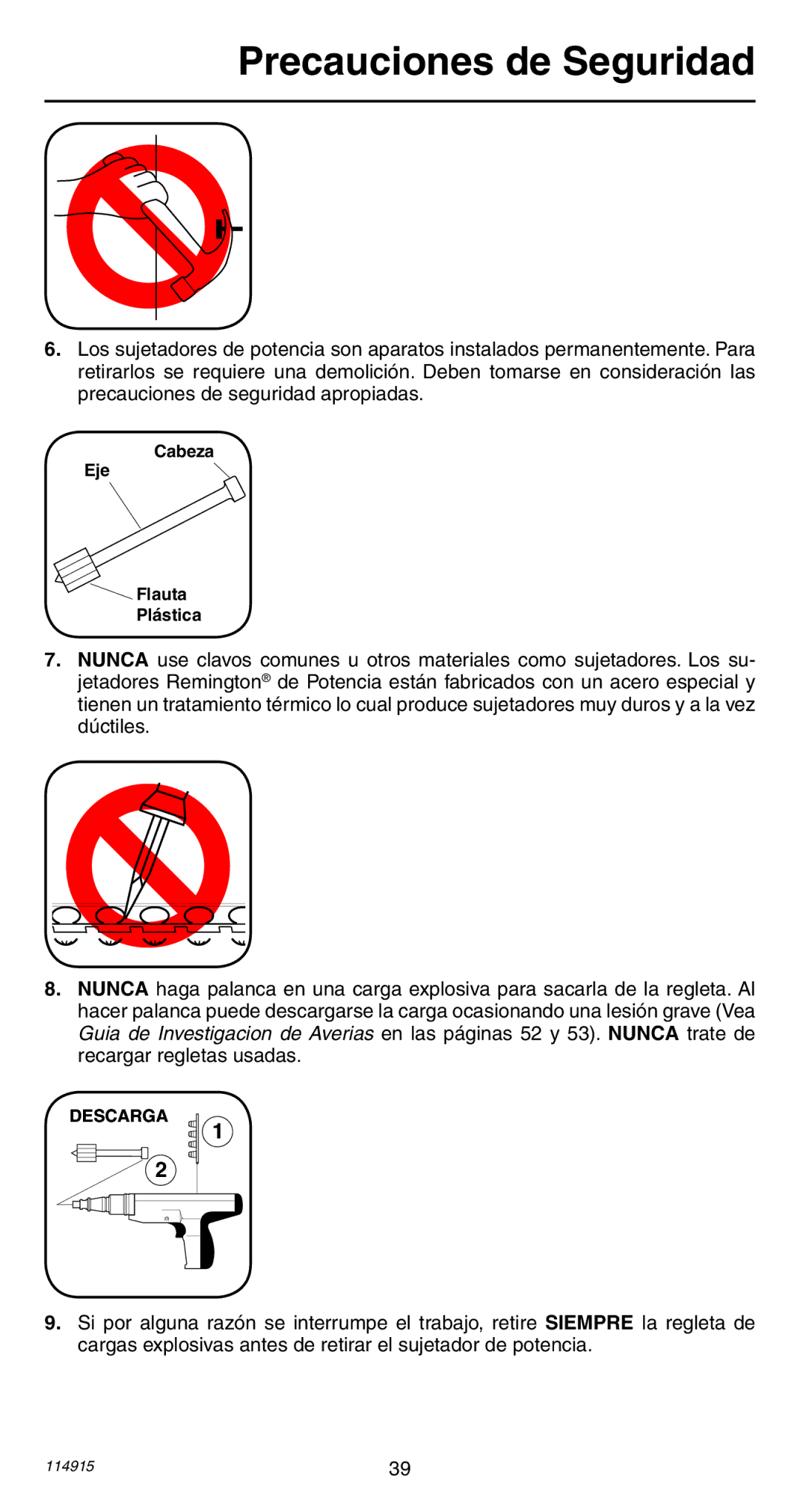 Remington 498 operating instructions Descarga 