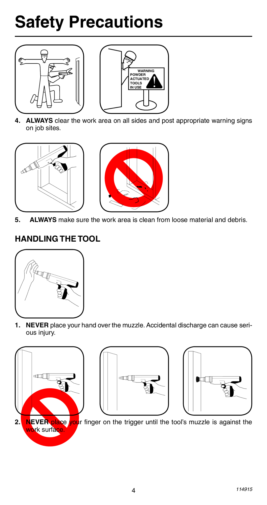 Remington 498 operating instructions Safety Precautions, Handling the Tool 