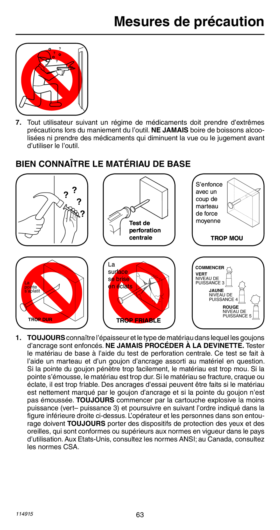 Remington 498 operating instructions Bien Connaître LE Matériau DE Base, Trop MOU 