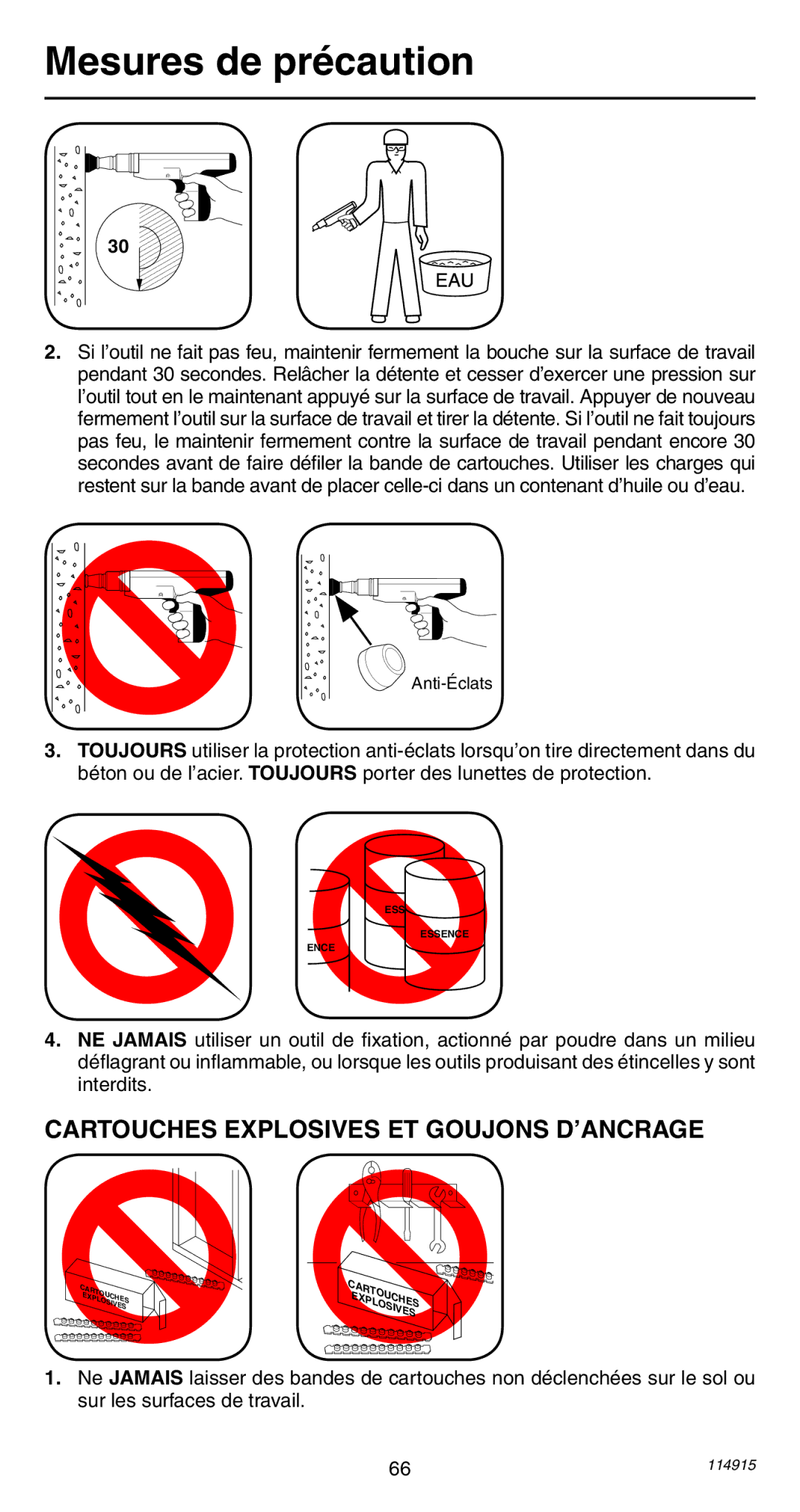 Remington 498 operating instructions Cartouches Explosives ET Goujons D’ANCRAGE 