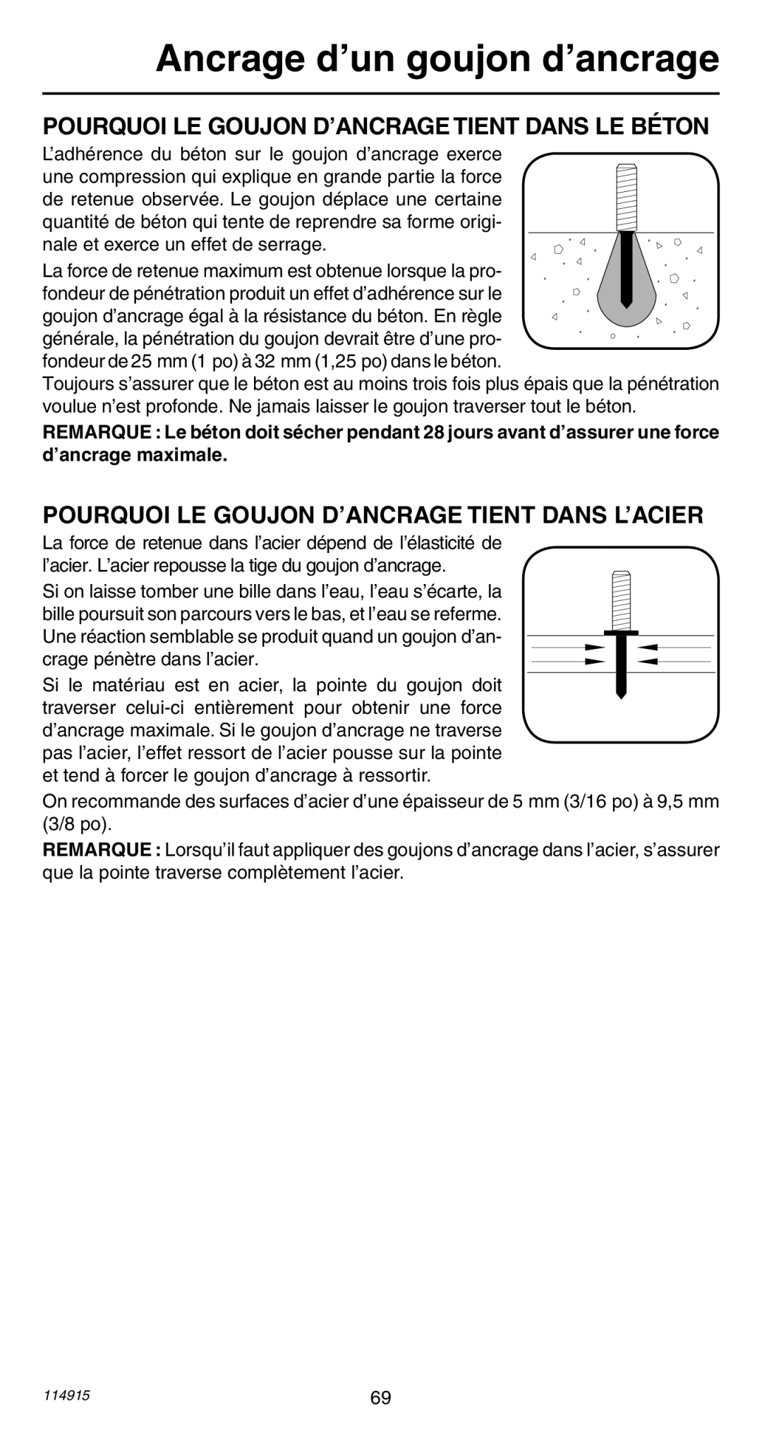 Remington 498 operating instructions Ancrage d’un goujon d’ancrage, Pourquoi LE Goujon D’ANCRAGE Tient Dans LE Béton 