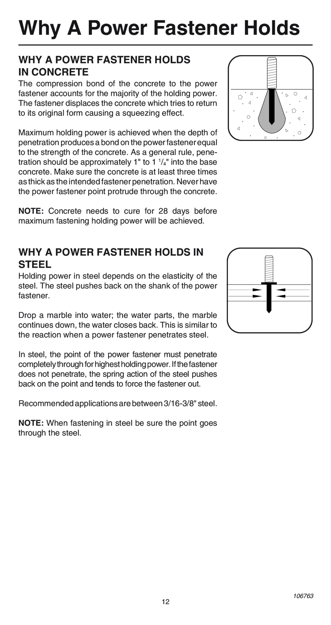 Remington 500V Why a Power Fastener Holds, WHY a Power Fastener Holds Concrete, WHY a Power Fastener Holds Steel 