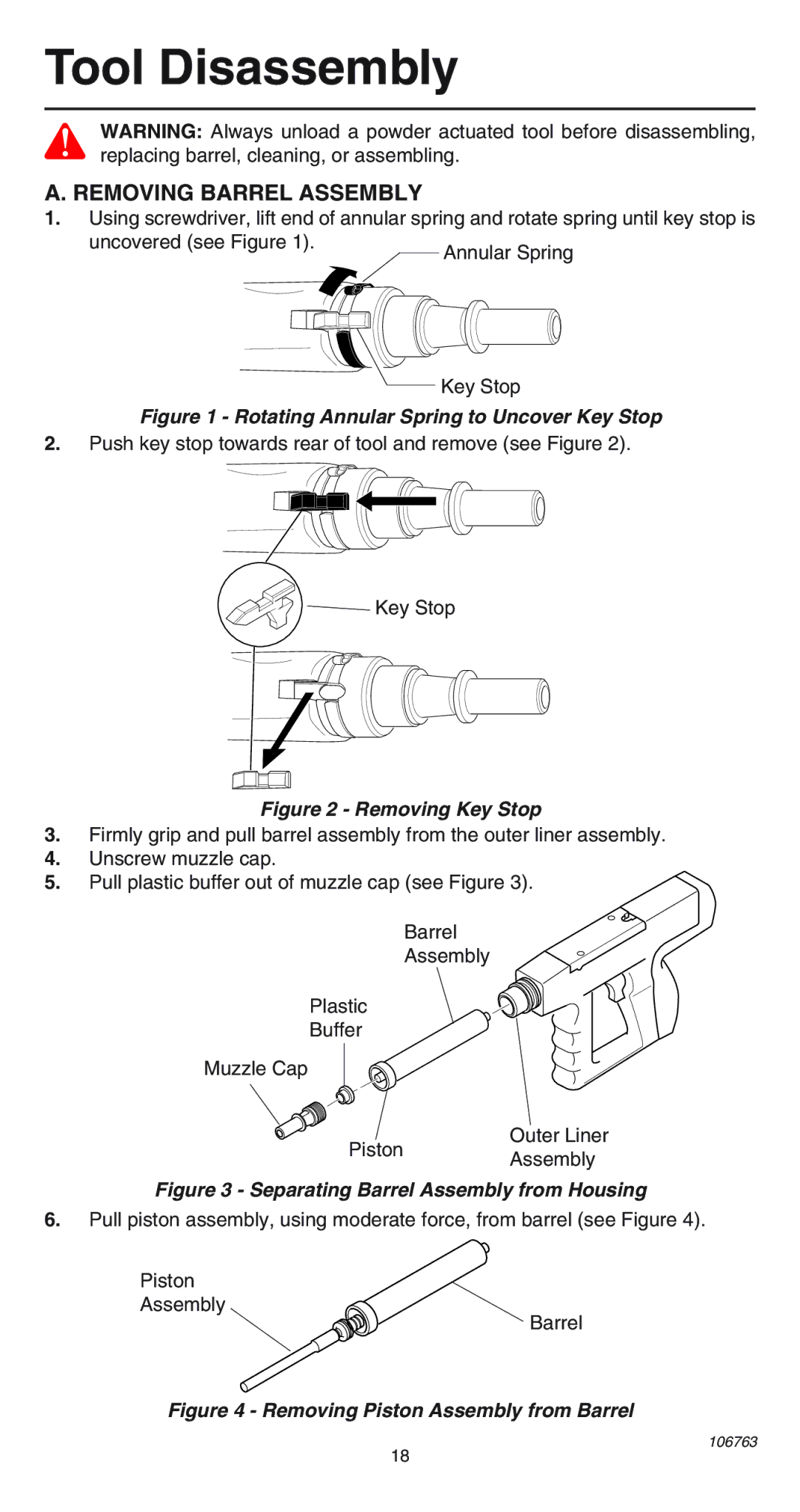 Remington 500V operating instructions Tool Disassembly, Removing Barrel Assembly 