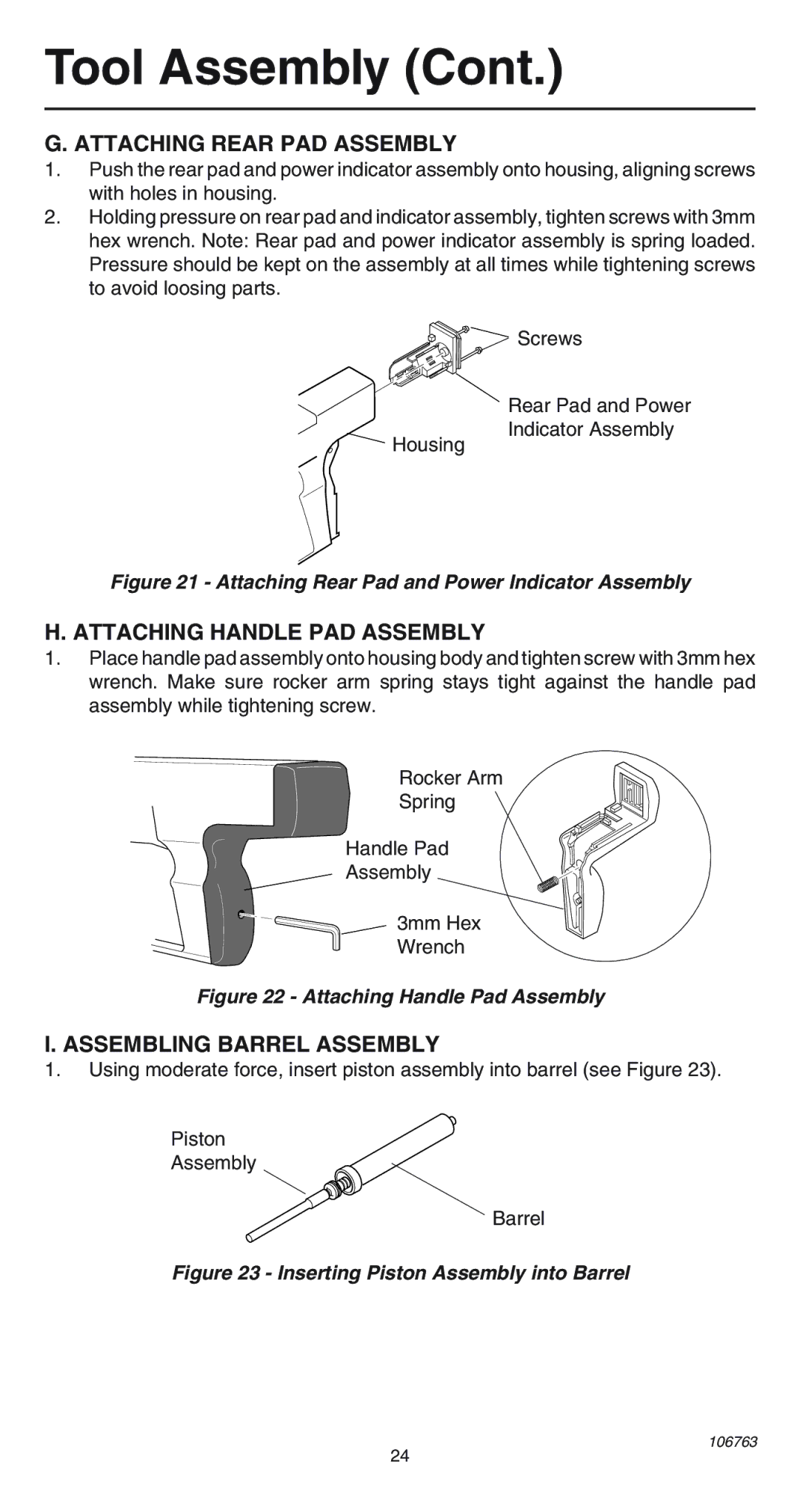 Remington 500V Attaching Rear PAD Assembly, Attaching Handle PAD Assembly, Assembling Barrel Assembly 