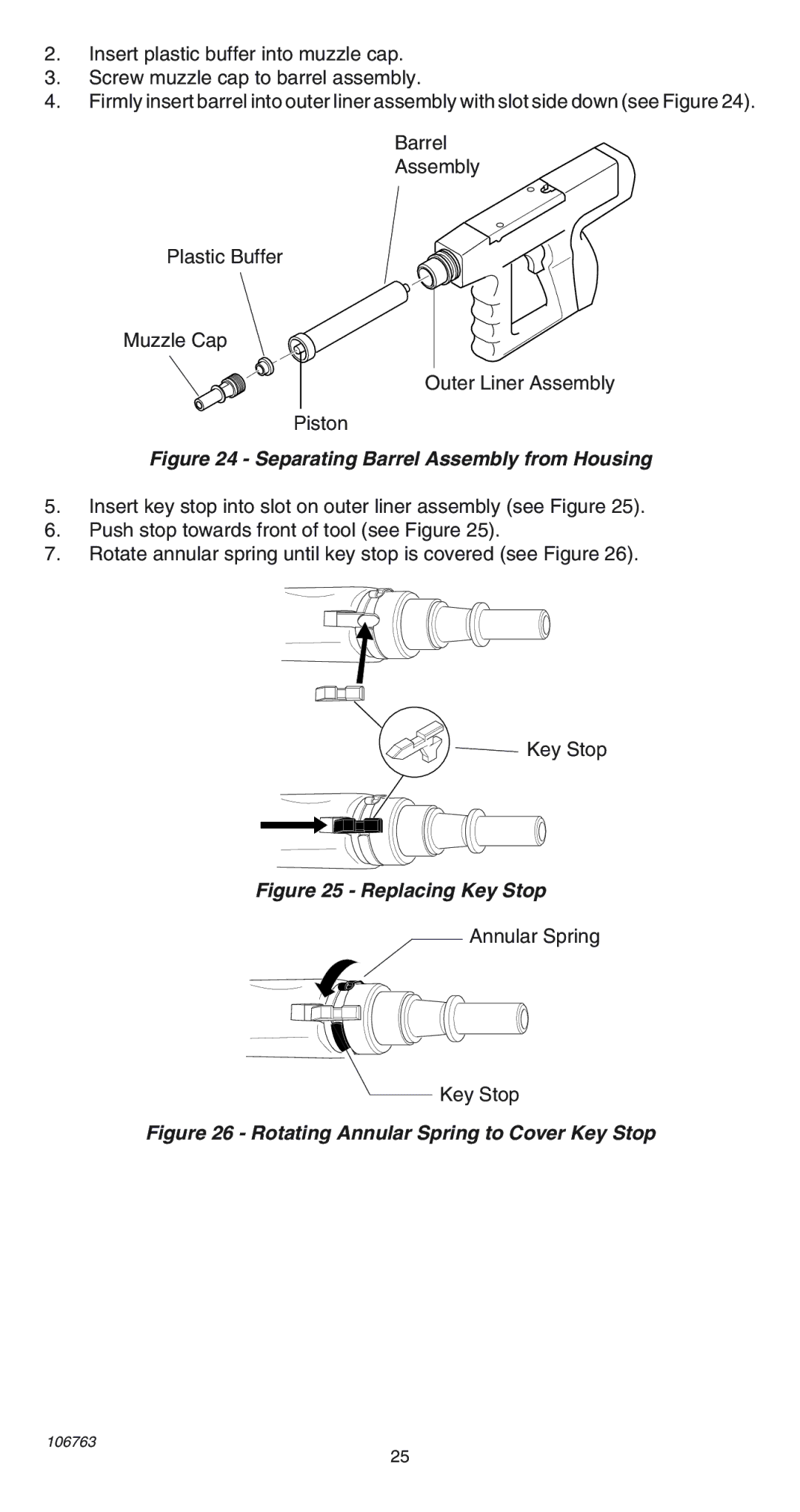 Remington 500V operating instructions Replacing Key Stop 