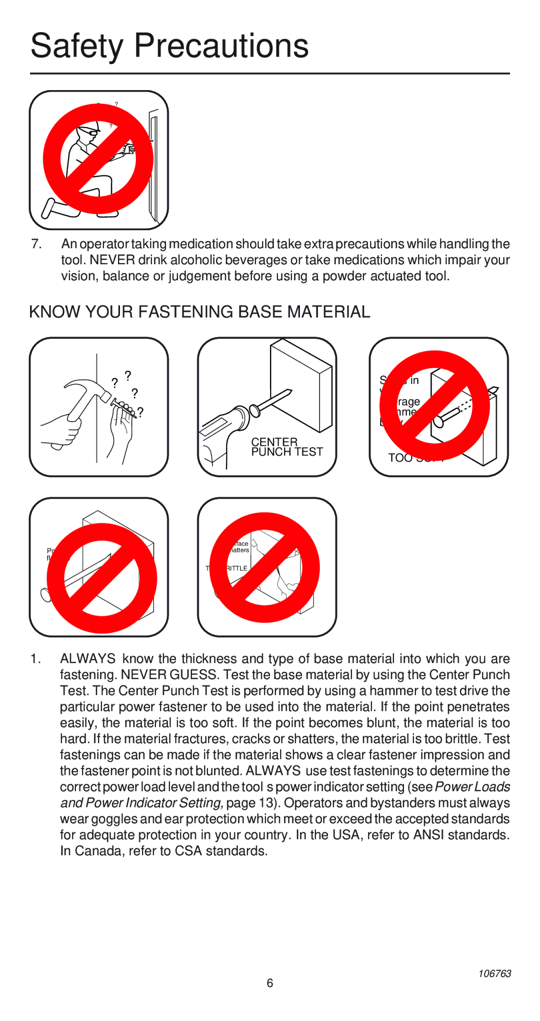 Remington 500V operating instructions Know Your Fastening Base Material, ? ? 