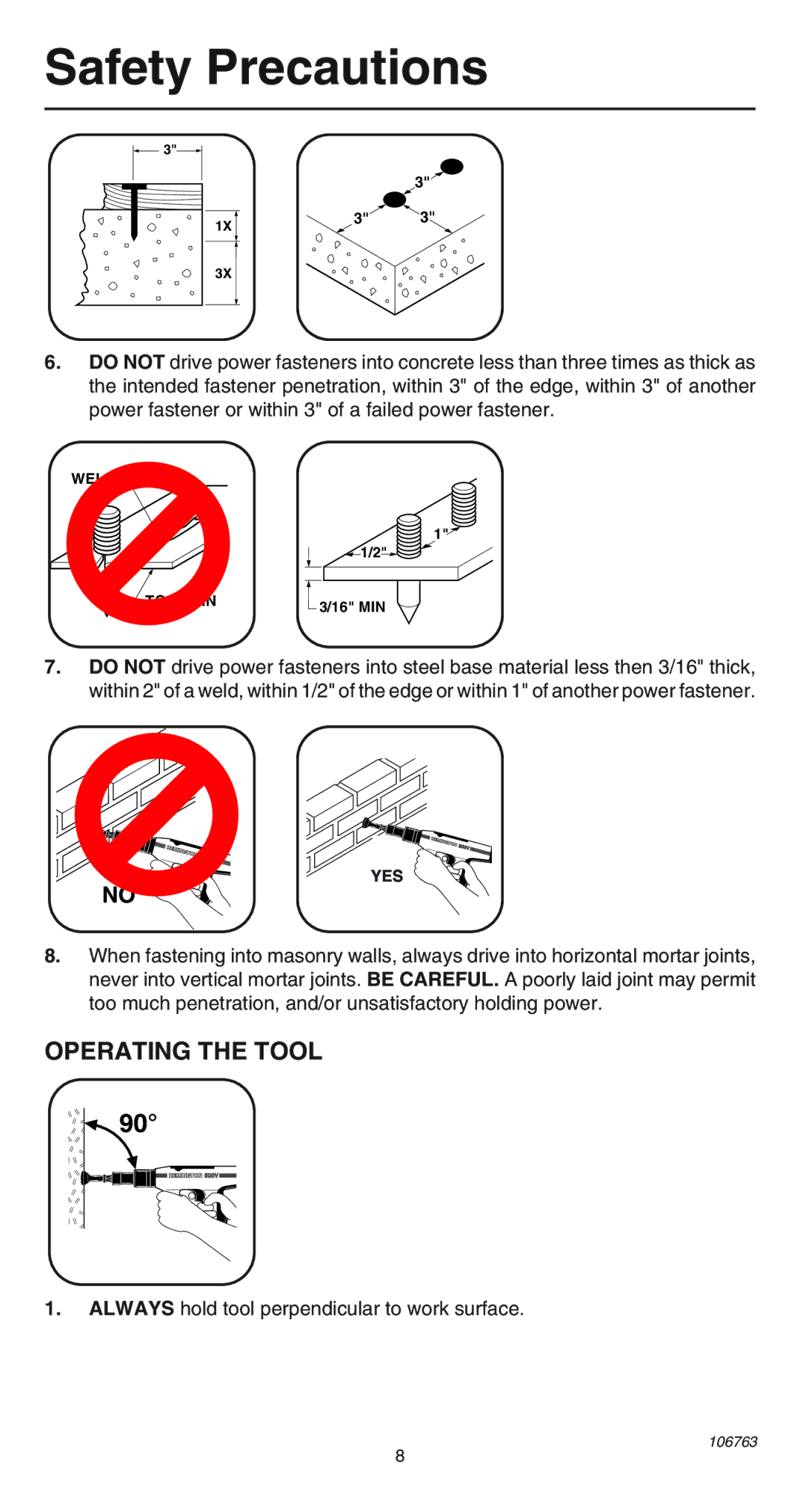 Remington 500V operating instructions Operating the Tool 