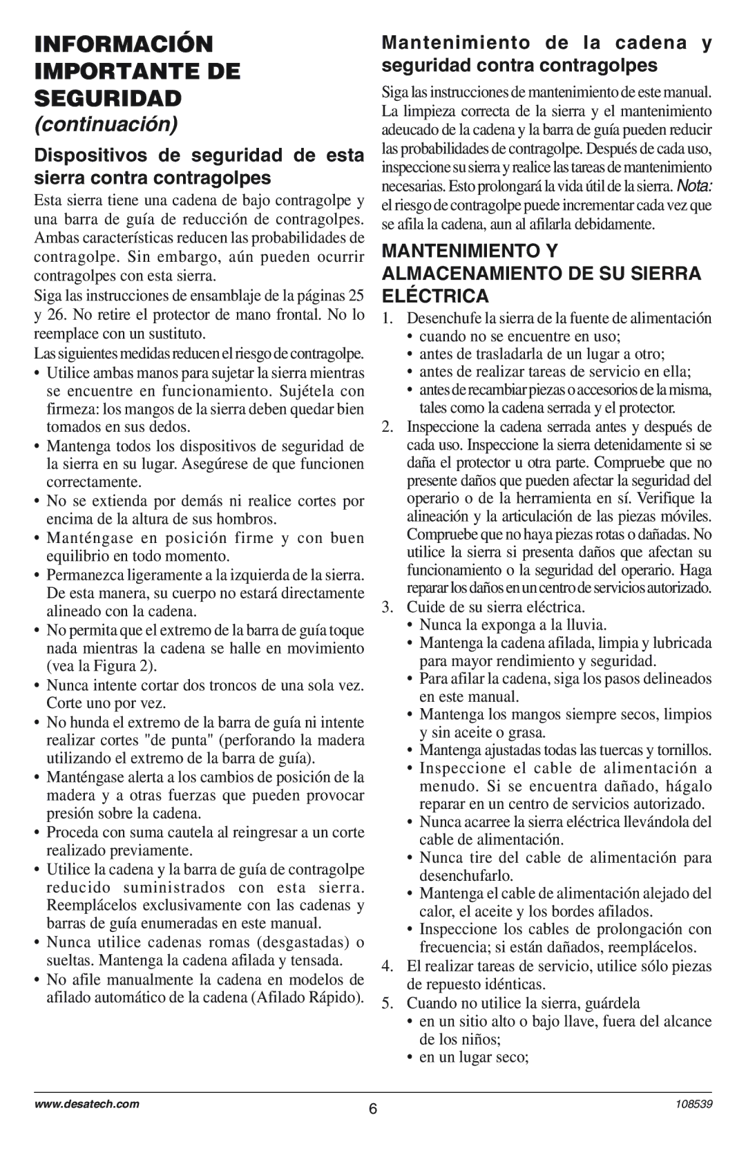 Remington 075762J, 76728K, 100089-08, 100089-05, 099178H, 107714-02 Mantenimiento de la cadena y seguridad contra contragolpes 