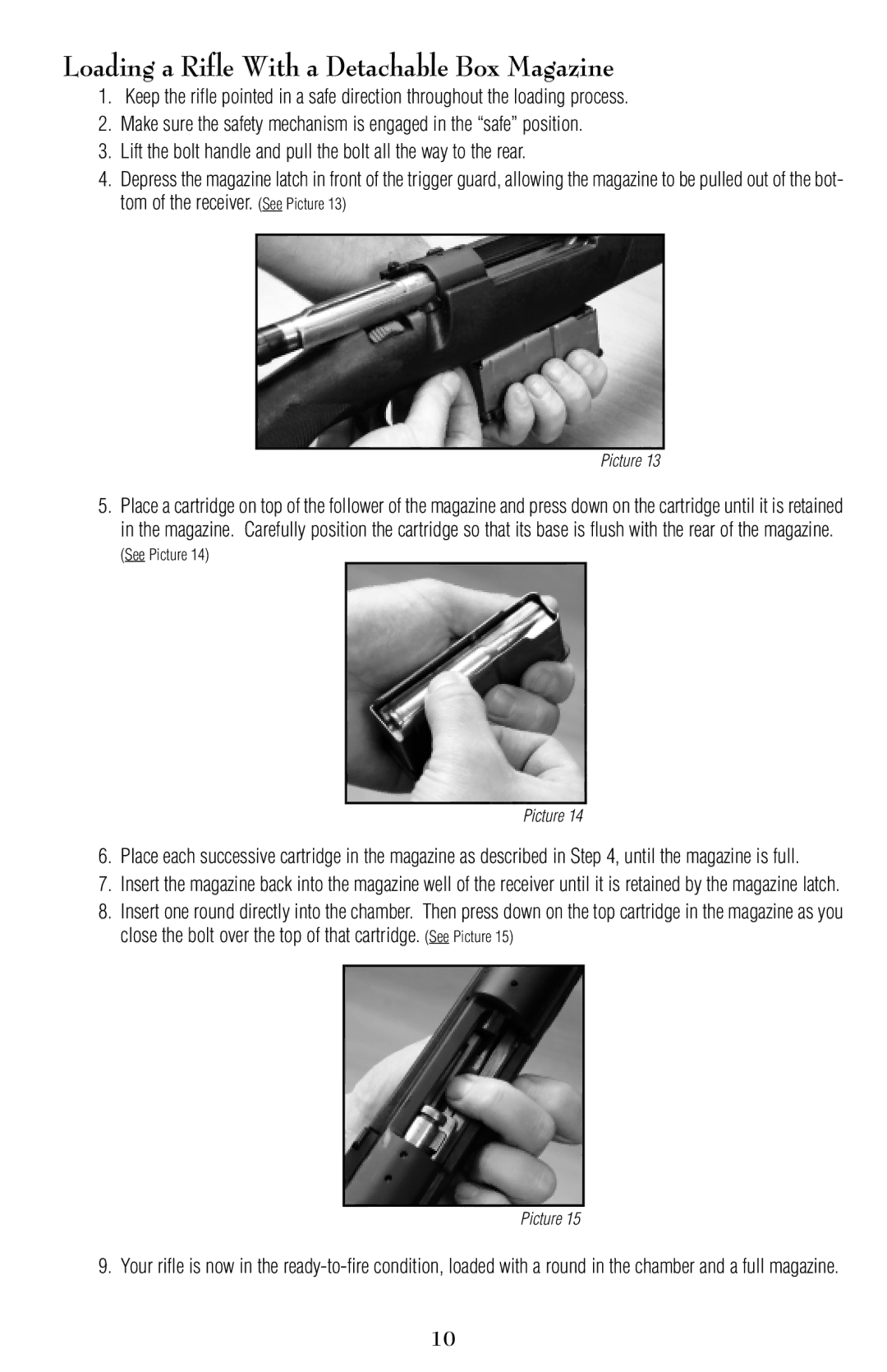 Remington 798, 799 owner manual Loading a Rifle With a Detachable Box Magazine 