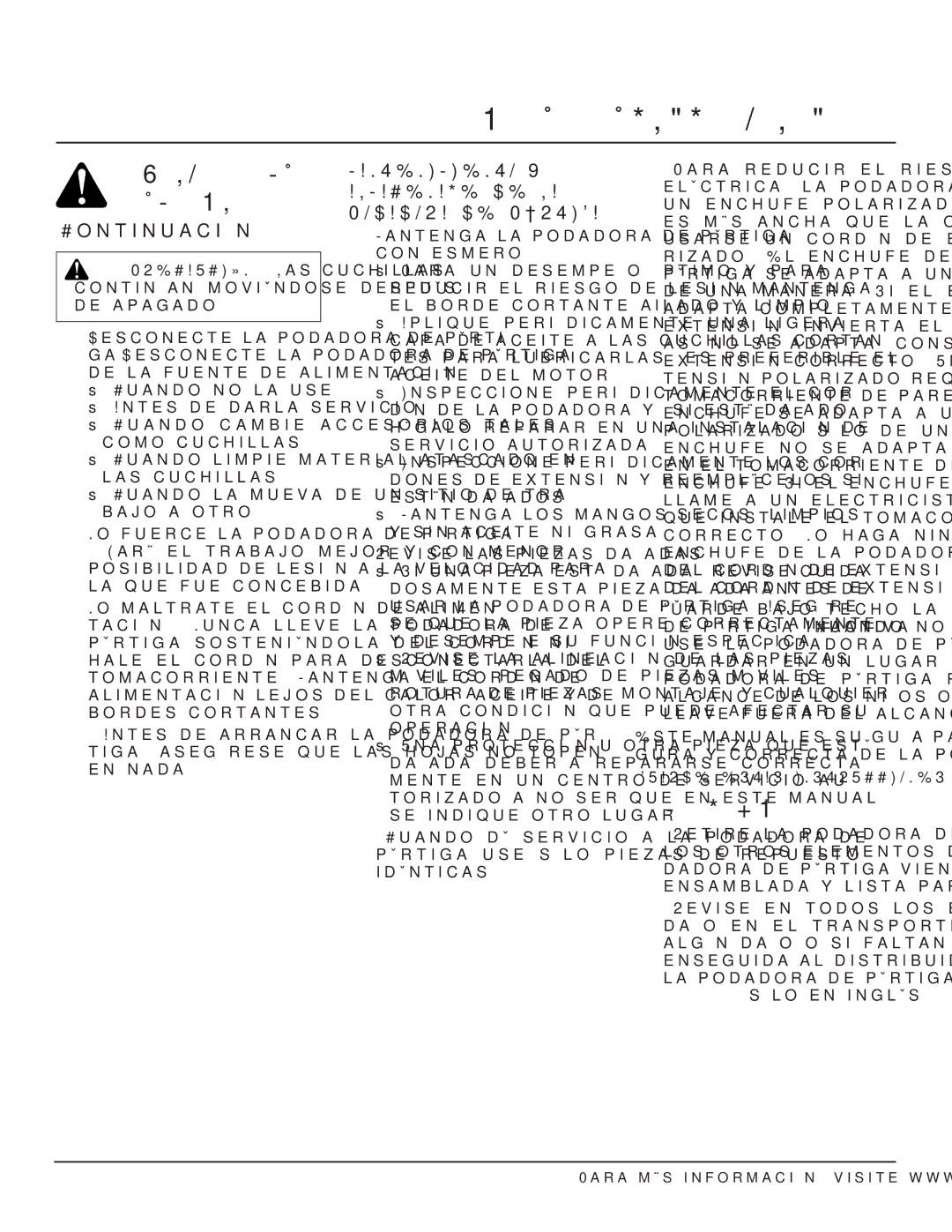 Remington AT3017BCA Desempaque, Mantenimiento Y Almacenaje DE LA Podadora DE Pértiga, Revise las piezas dañadas 