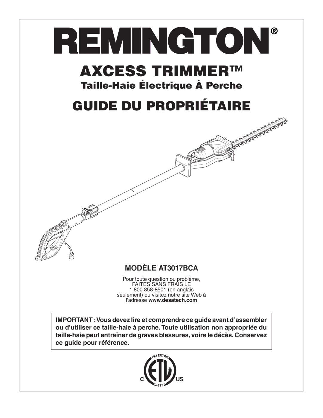 Remington AT3017BCA owner manual Guide DU Propriétaire 