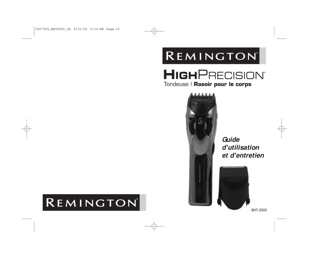 Remington BHT-2000 manual Guide dutilisation et dentretien 