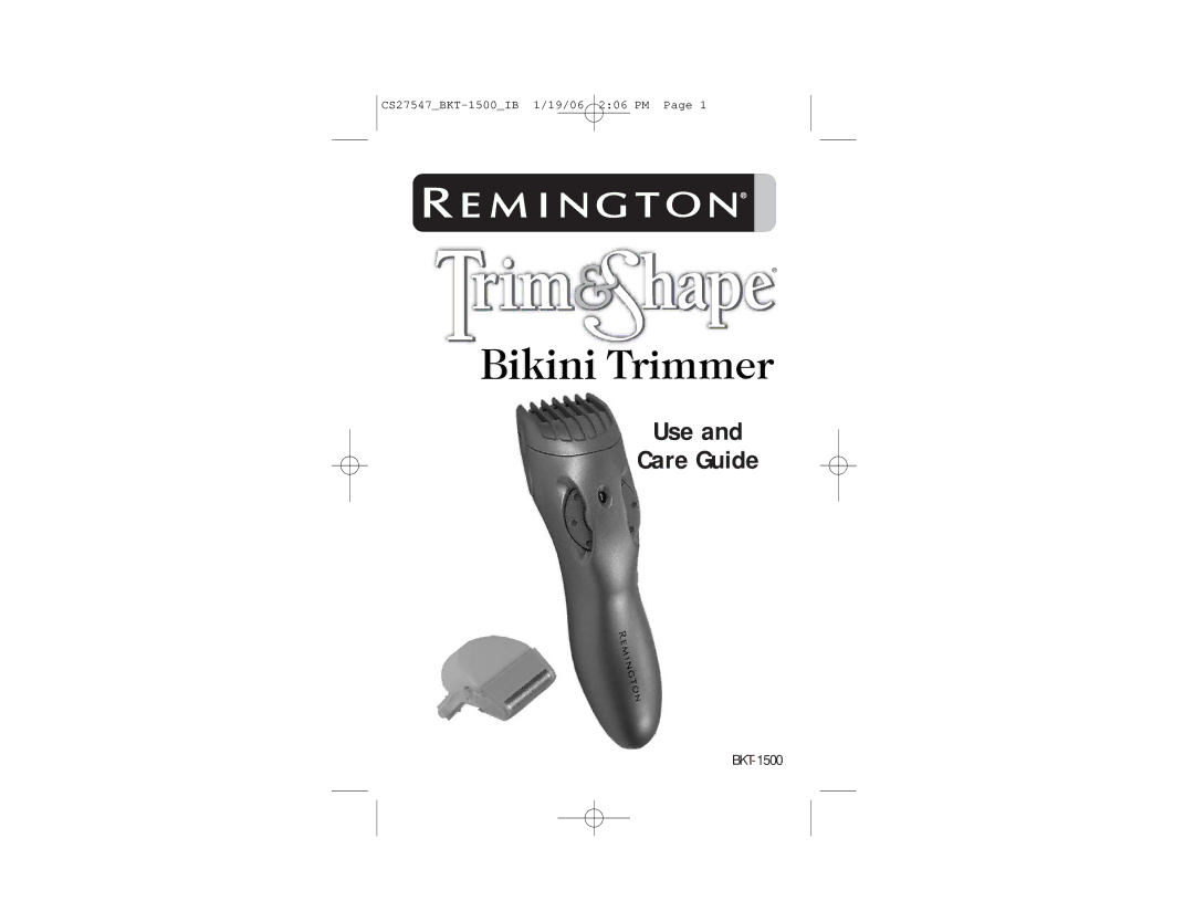 Remington BKT-1500 manual Bikini Trimmer 