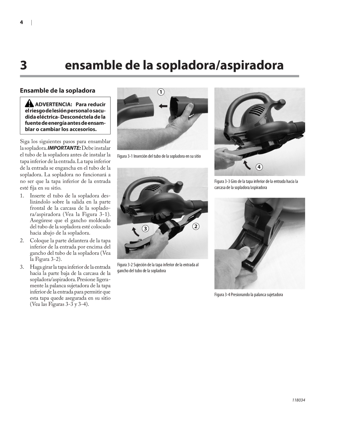 Remington BV12199A owner manual Ensamble de la sopladora/aspiradora 