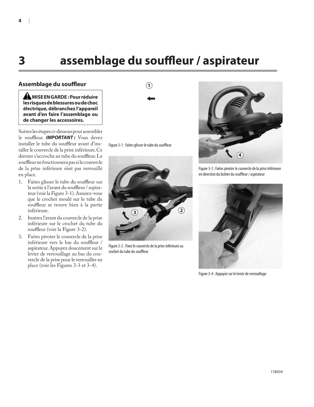 Remington BV12199A owner manual Assemblage du souﬄeur / aspirateur 