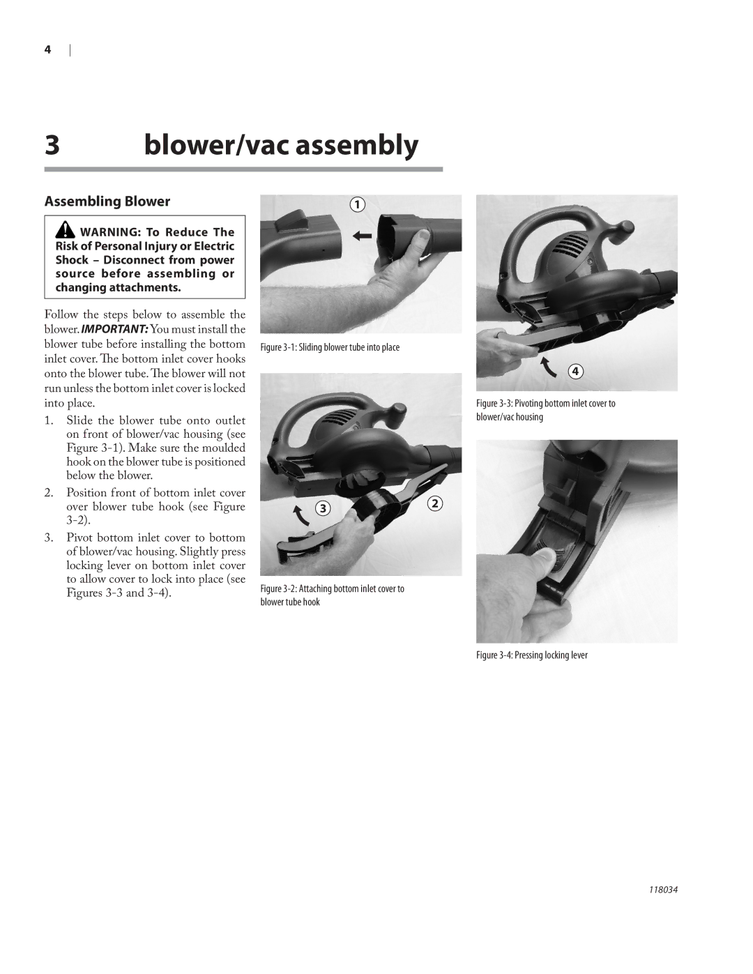 Remington BV12199A owner manual Blower/vac assembly, Assembling Blower 