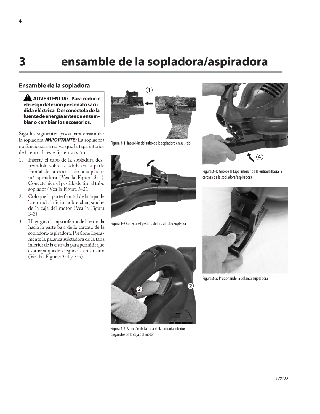 Remington BV12200A, BV1220DAT owner manual Ensamble de la sopladora/aspiradora 