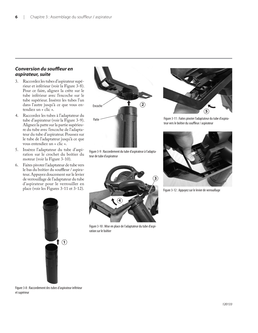 Remington BV12200A, BV1220DAT owner manual Conversion du souffleur en aspirateur, suite 