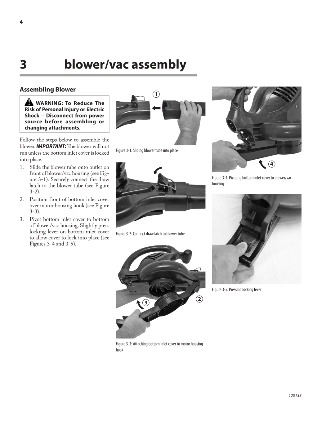 Remington BV12200A, BV1220DAT owner manual Blower/vac assembly, Assembling Blower 