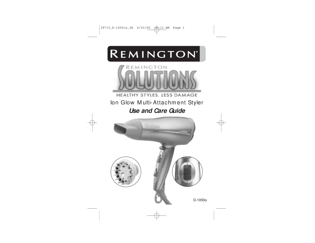 Remington D-1000IS manual Use and Care Guide 