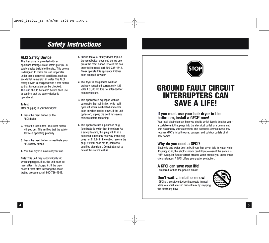 Remington D-3510at manual Safety Instructions, Alci Safety Device, Why do you need a GFCI?, Gfci can save your life 