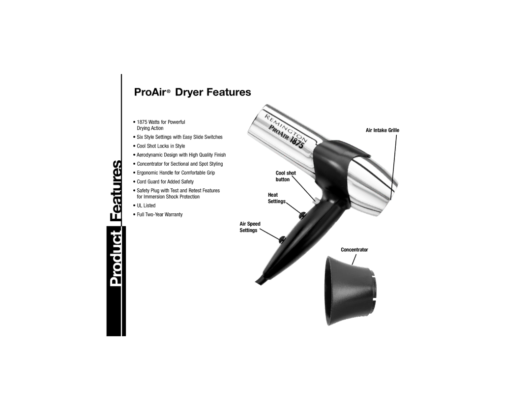 Remington DC-1875N manual Product Features 