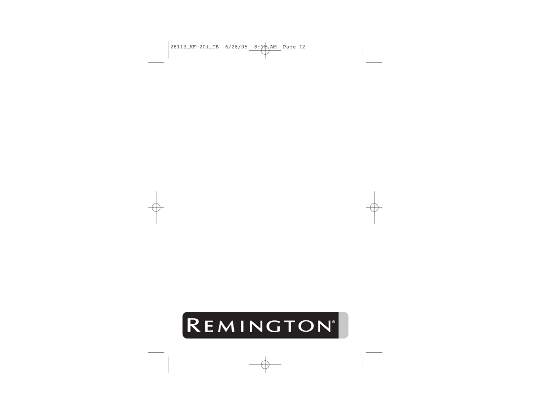 Remington hairsetter manual 28113KF-20iIB 6/28/05 812 AM Page 