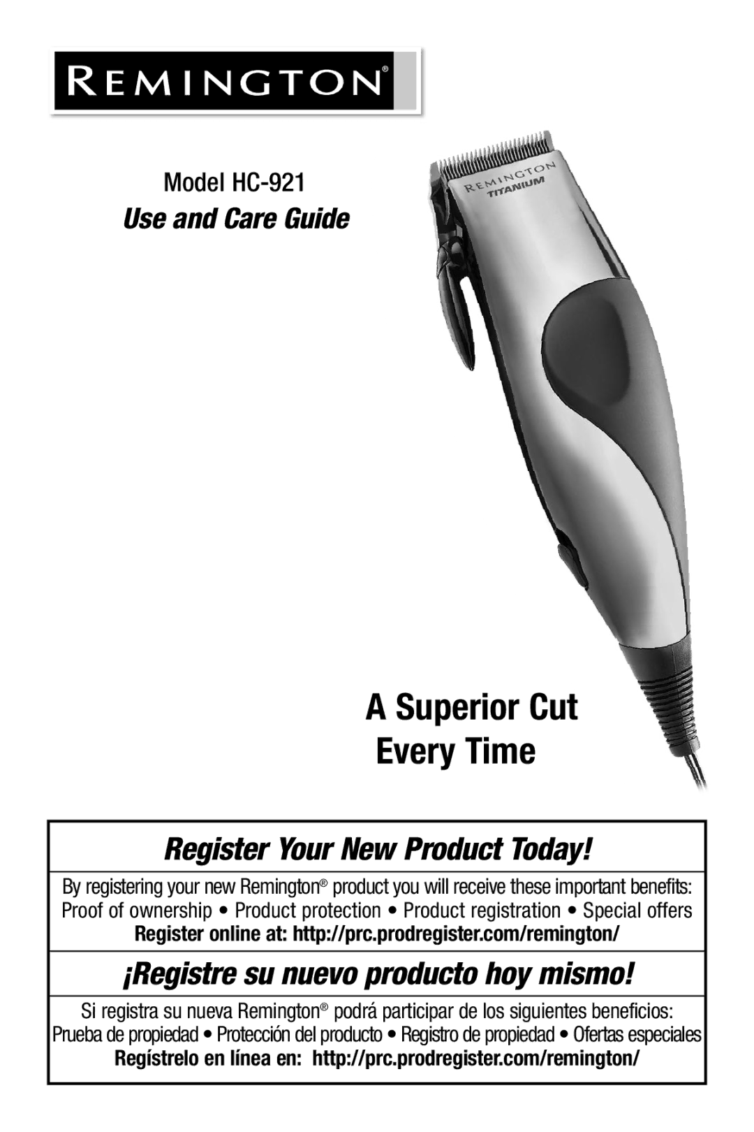 Remington HC-921 manual Superior Cut Every Time 